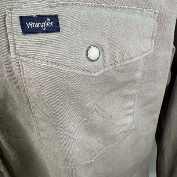 Vintage WRANGLER‎ gray cotton Pearl Snap Button Western long sleeve shirt XL - Picture 2 of 8